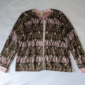 Sigrid Olsen Brown, Pink & Cream Patterned Cardigan